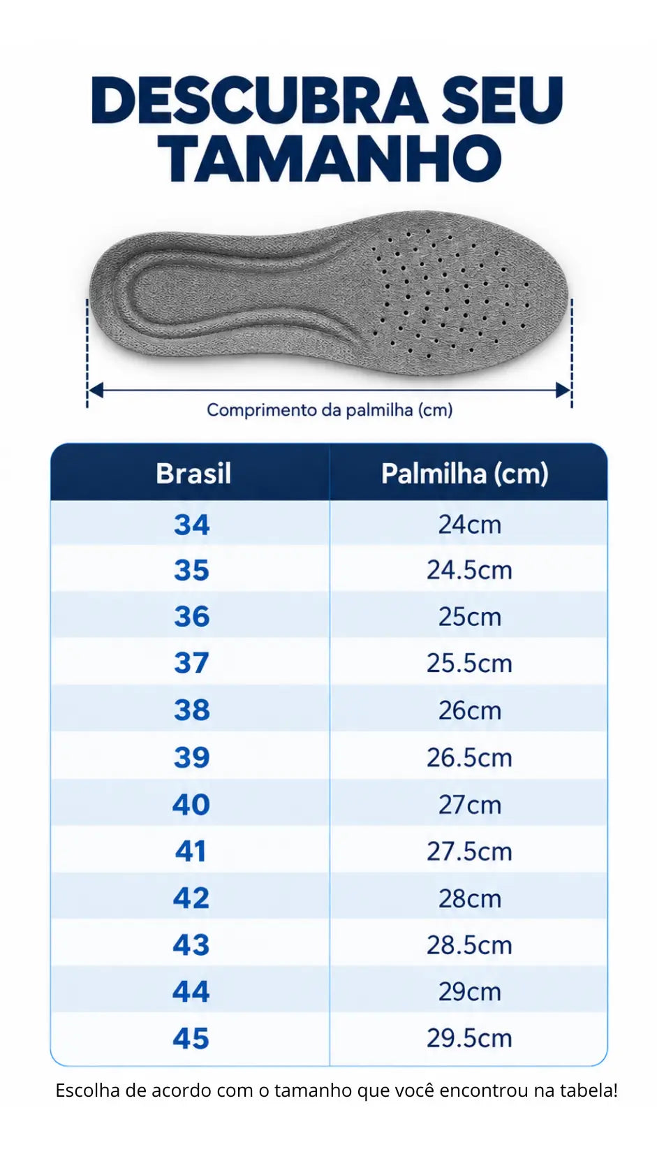 Tabela de tamanhos do Pro Ultra